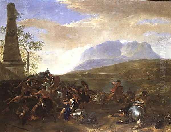 A Skirmish by an Obelisk in an extensive landscape - view 1