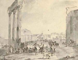 A horse fair in the Campo Vaccino, Rome
