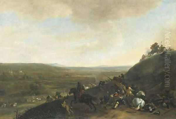 An extensive landscape with a cavalry skirmish - view 1