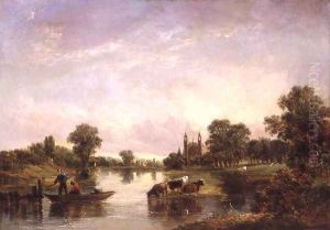 View of Eton College from the Thames, 1850 by Alfred Vickers