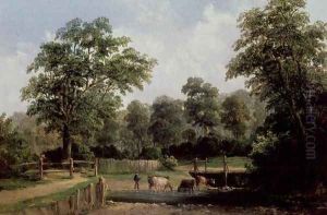 Landscape with cows by Alfred Vickers