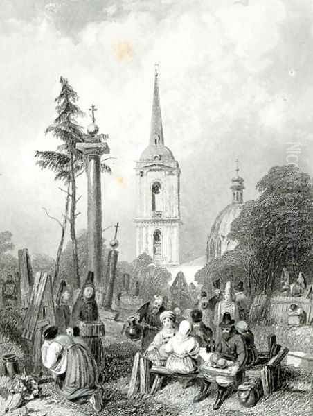 Cemetery of the Smolensko Church, engraved by E.Smith, 1845 - view 1