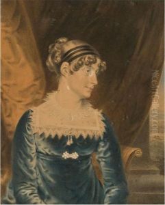 Portrait Of Mrs. Braddyll Wearing A Blue Dress by John Downman