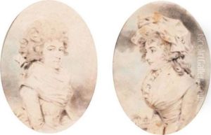 A Portrait Of Mrs Hildyard; A Portrait Of Mrs Mary Wells by John Downman