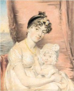 Portrait Of Mrs Sarah Anne King With Her Daughter by John Downman
