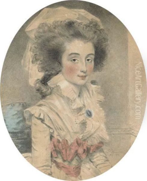 Portrait Of Major Shuttleworth,
Three-quarter Length, In Profile,wearing A Brown Coat, A View Of The Sea
Beyond; And A Portrait Ofmrs Shuttleworth, Three-quarter Length,
Wearing A White Dress And Abonnet, In An Interior (illustrated) - view 1