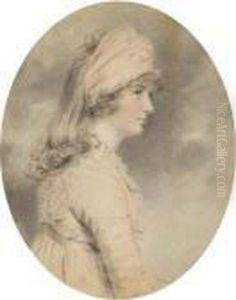 Portrait Of Miss Ellis, Half-length, In A White Dress Andheadscarf