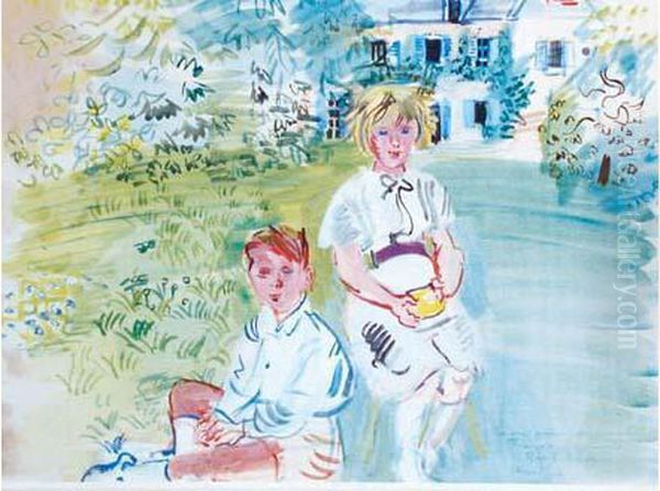 Enfants Dans Le Parc A Hardancourt, 1932 - view 1