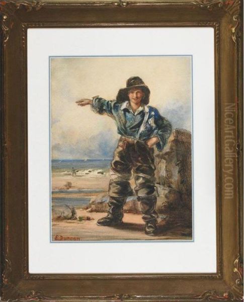 Young Clammer Signalling The Incoming Tide - view 1