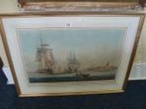 An Antique Tinted Engraving Of View Off Gravesend