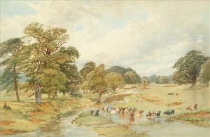 A River Landscapewith Cattle Watering
