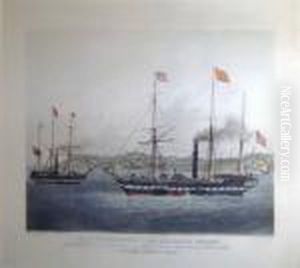 After William John Huggins ,
'ships Of The Steam Navigation Company', Handcoloured Engraving, 47.5cm X
70.5cm, Framed by Edward Duncan