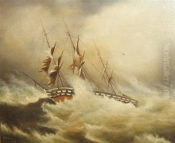 Hm Ship Donegal, In A Gale Of Wind Off West Coast Ofireland - view 1