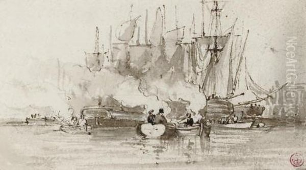 Warships Firing A Salute - view 1