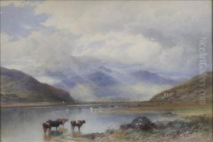 Extensive Landscape With Cattle Beside A Loch by Edward Duncan