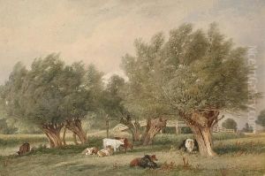 Cattle In A Rural Landscape by Edward Duncan