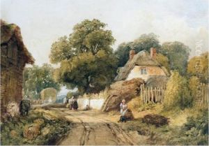 Harvesters In A Country Village by Edward Duncan