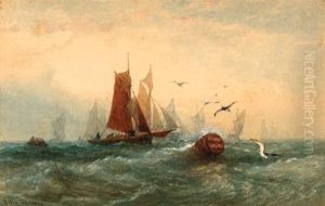 Barges Racing Towards The Grain Spit Buoy
