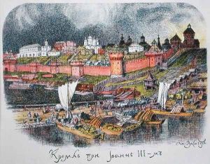 The Moscow Kremlin in the time of Tsar Ivan III (1440-1505)