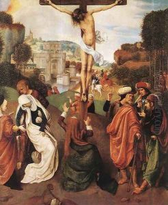 Crucifixion 1490s by Master of the Virgo inter Virgines
