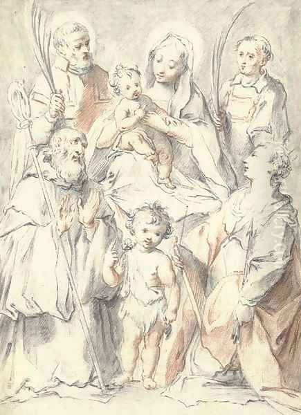 The Madonna and Child with the Infant Baptist and Saint Ursula, Saint Benedict, Saint Stephen or Saint Laurence, and another martyr - view 1