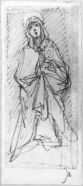 A female saint holding a book - view 1