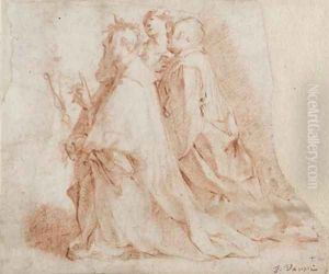 A kneeling priest and two acolytes by Francesco Vanni