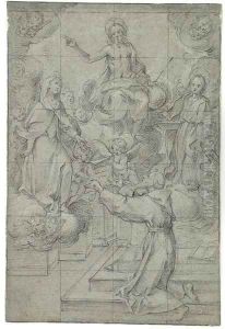 Il Perdono di Assisi The Madonna interceding with Christ on behalf of Saint Francis, attended by a female saint by Francesco Vanni