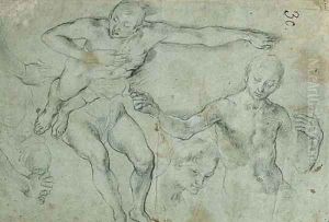 Studies Of A Young Man Lying On The Ground by Francesco Vanni