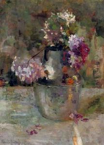 Purple Hortensia in a vase by Floris Verster
