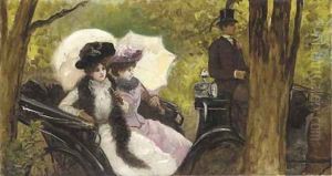 Promenade en caleche sur les grands boulevards by Leon Joseph Voirin