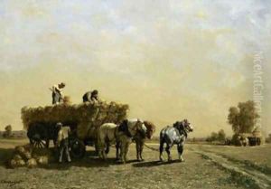 The hay cart by Jules Jacques Veyrassat