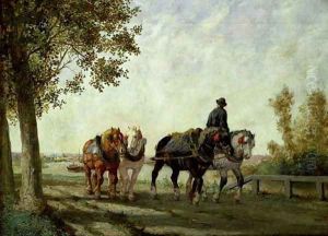 The Barge Horses by Jules Jacques Veyrassat