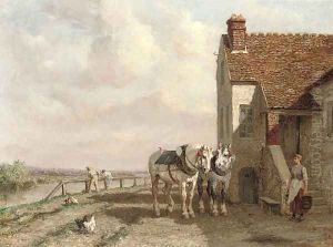 The plough team at rest by Jules Jacques Veyrassat