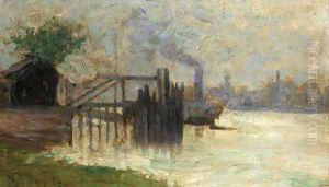 A steam boat by a jetty