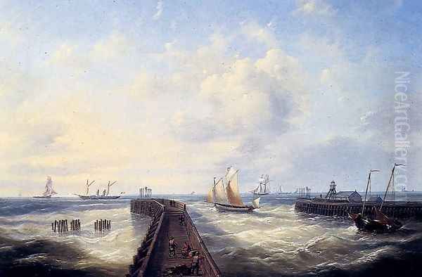 Fishing Boats Off A Jetty At Ostend - view 1