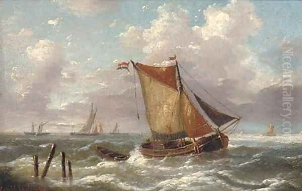 A Dutch smalschip running into the estuary - view 1