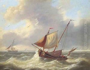 Shipping in open water by Louis Verboeckhoven