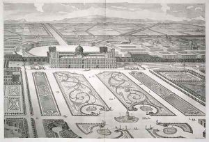 Palazzo di Caserta, from 'Dichiarazione dei Disegni del Reale Palazzo di Caserta', engraved by Carlo Nolli (d.p.1770), published 1756 by Luigi Vanvitelli
