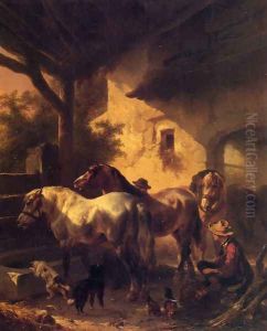 Watering the Horses by Wouterus Verschuur