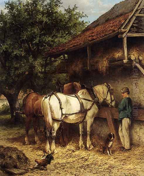 Two Horses By A Stable - view 1