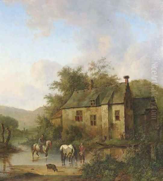 Het Huis te Boxtel met paarden in een wed - view 1