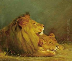Lions at Rest by Geza Vastagh