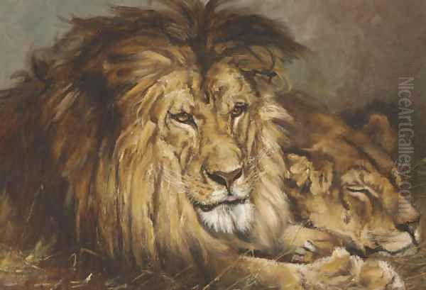 Sketch for 'Lion and Lioness Resting' - view 1