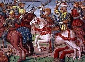Emperor Charlemagne (747-814) and his Army fighting the Saracens in Spain, 778 from the Story of Ogier
