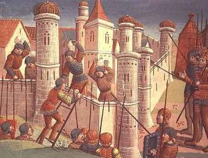 Scene from a battle defending Constantinople, from Ogier le Danois, 1499 by Antoine Verard