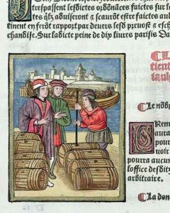 The measure and transport of wine, from Ordonnances Royaux de la Juridiction de la Prevote des Marchands de la Ville de Paris, 1528