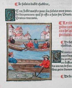 Ferrymen on the River Seine, from Ordonnances Royaux de la Juridiction de la Prevote des Marchands de la Ville de Paris, 1528 2