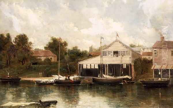 Rivercraft before a Boathouse, Richmond on Thames - view 1