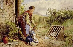 Garden Scene With Mother And Young Child Garden Scene With Mother And Young Child